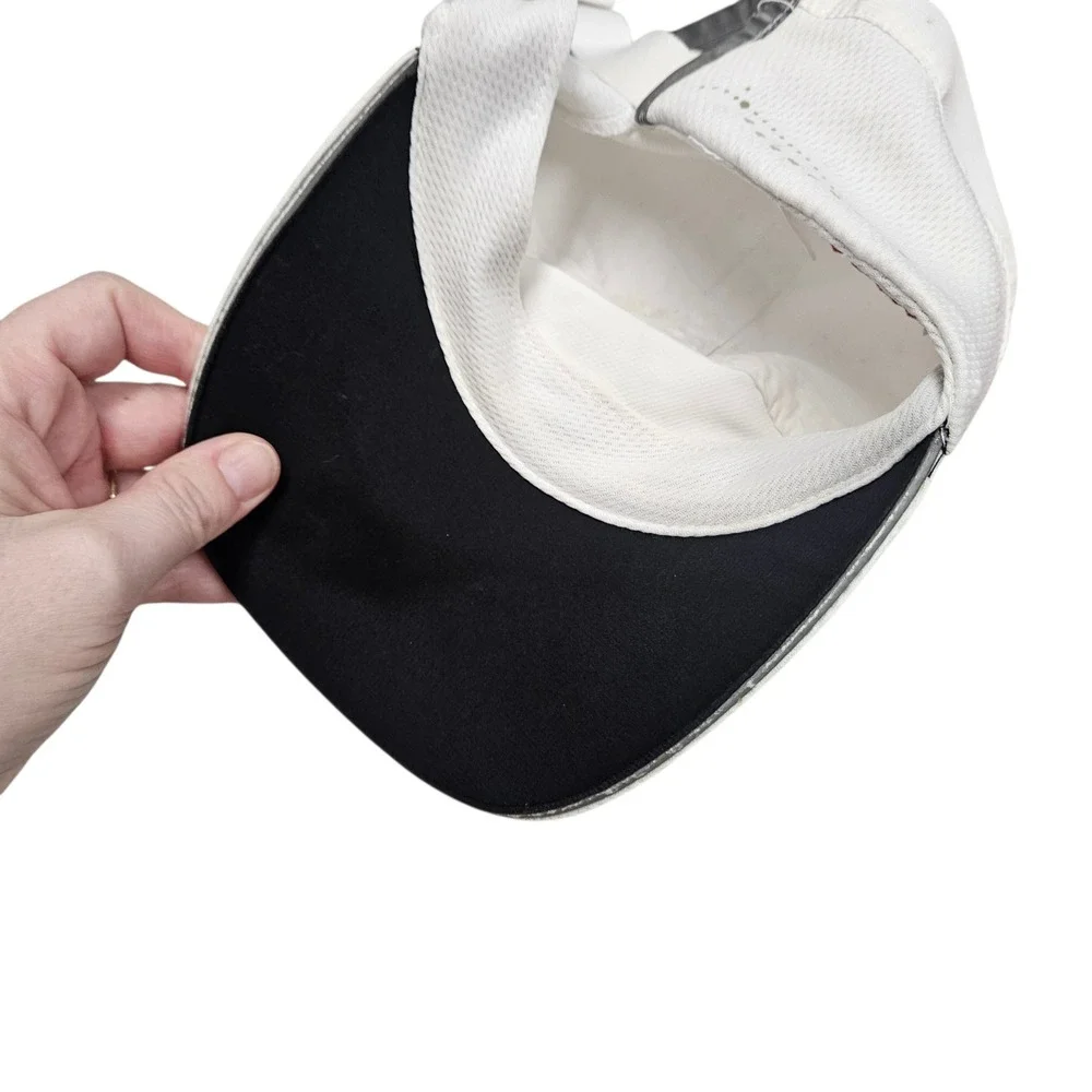 Headsweats Performance Running Hat Unisex OS White‎ Coolmax Mesh Floral Logo Cap